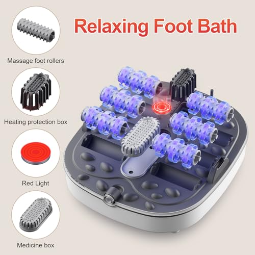 GEHONA Collapsible Foot Spa Bath with Heat & Massage