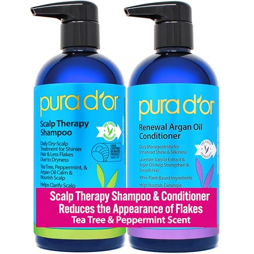 PURA D'OR Tea Tree Peppermint Scalp Therapy Shampoo & Conditioner Set 16oz x2