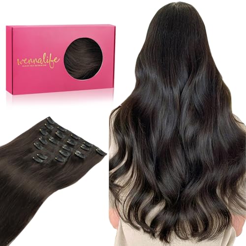 Wennalife Clip In Hair Extensions 18" 120g Dark Brown Remy
