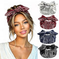 FULZTEY Wide Bow Headbands for Women - 4PC Paisley Print Set