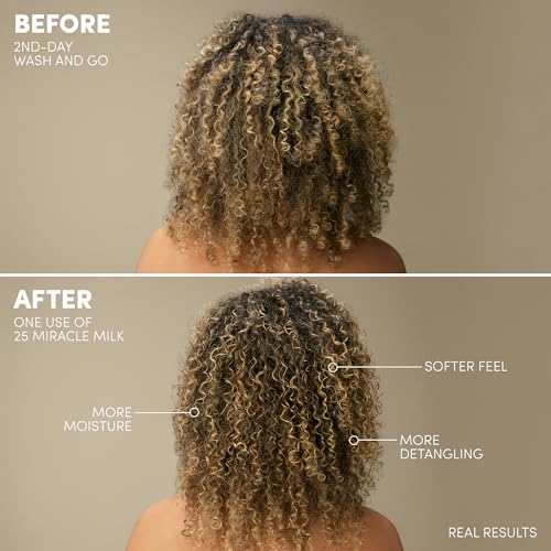 Mizani 25 Benefit Miracle Milk - Leave in Conditioner for Curly Hair, With Coconut Oil, Curl Detangler Spray, Anti Frizz Heat Protectant, No Drying Alcohols, Paraben-Free