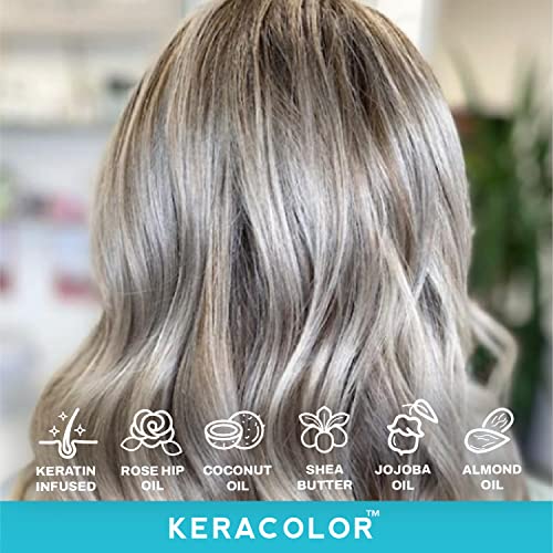 KERACOLOR Kit of 3-in-1 (Cleanse + Conditioner + Color) Platium Semi-Permanent Hair Dye and Finishing Hair Spray 10oz