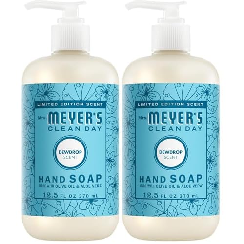 Mrs. MEYER'S CLEAN DAY Liquid Hand Soap, Dewdrop Scent, 12.5 Ounce Bottle (Pack of 2)