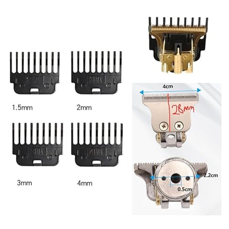 8 Pack Clipper Guards Set Hair Clipper Guide Comb 1.5mm 2mm 3mm 4mm Snap-on Attachment Limit Combs for 28mm Height T Blade Trimmer Vintage T9 Cordless Shaver Edger Detailer Outliner
