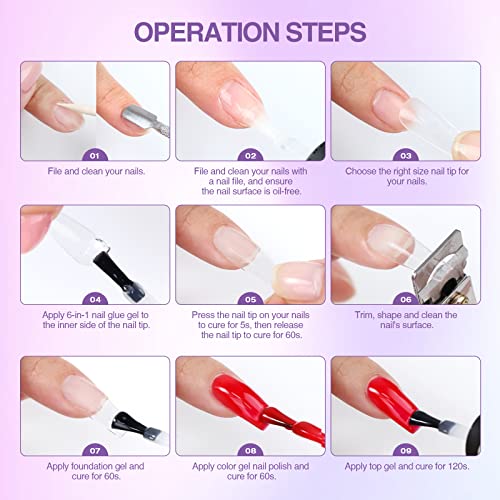 SAVILAND Gel X Nail Kit - White Long Coffin Nails Tips 500 Pcs with 4-In-1 Gel Nail Glue, Portable Mini U V LED Nail Lamp and Extension Nails DIY Art Tools All-In-1 Kit Gift for Women