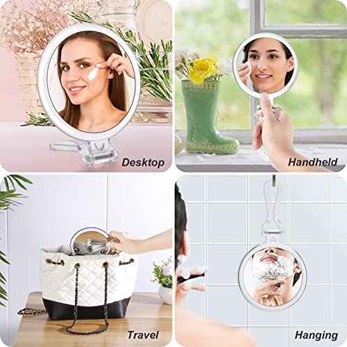 20x Magnifying Mirror, Travel Handheld Mirror - 2-Sided Hand Mirror with 1X 20X Magnification & Adjustable Handle, Portable Small Travel Makeup Mirror, Girl Women Mother's Gift