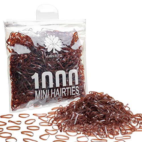 Kanprincess 1000pcs Brown Mini Rubber Bands Hair Ties for Kids