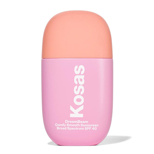 Kosas DreamBeam Mineral Sunscreen SPF 40 - Smooth Liquid Sun Protection for Face - Lightweight Makeup Base w/Hyaluronic Acid, Ceramides & Peptides - Subtle Radiant Finish, Original, 40 ml