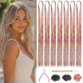 Amztulip Gold-Silver-Pink Hair Tinsel Kit with Tools, Glitter Extensions for Girls, 7 Pack