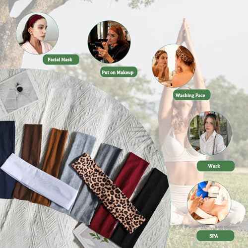 9 Pack Headbands For Women Non Slip Elastic Womens Headbands Head Bands For Women's Hair Soft Cotton Cloth Fashion Headband For Daily Workout Sports Running Yoga