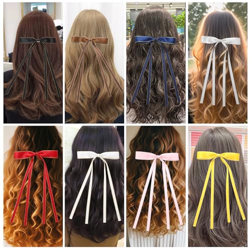 WORTL 16 PCS Hair Bows for Women,Ribbon Hair Bows With Long Tail,Hair bow clips Hair Barrettes for Women Accessories