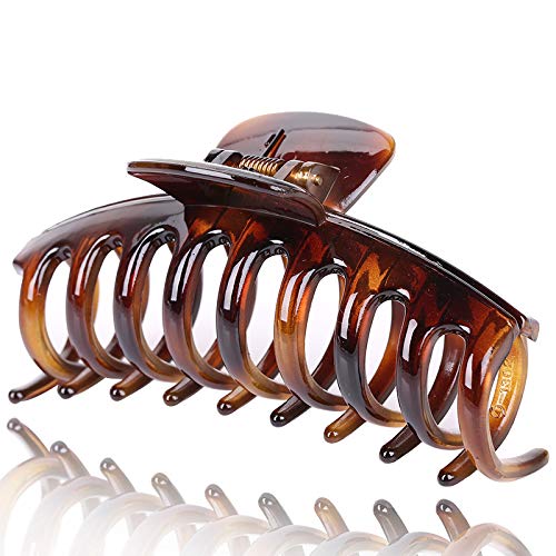 Liasun 4.3" Jelly Color Hair Claw Clip-Acrylic Strong Holding Power Hair Clips Hairgrip for Women and Girls Hair Barrettes for Medium or Long Hair (Amber)