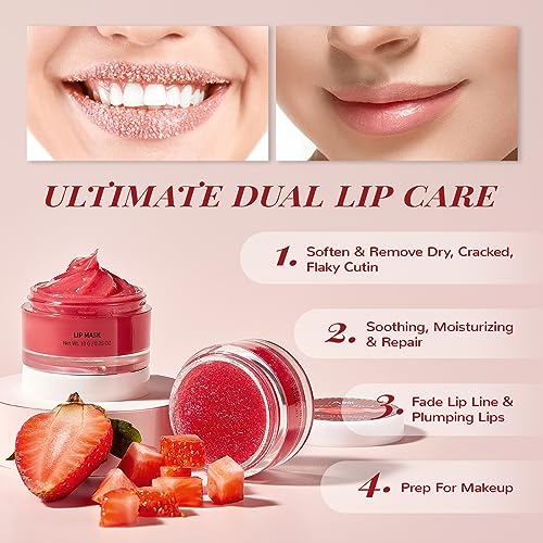 Strawberry Lip Scrub & Mask Set | Vitamin C Overnight Treatment