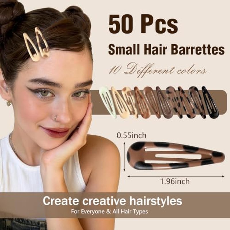 50 PCS Non-Slip Small Snap Hair Clips Set with Storage Box