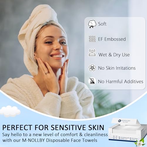 Disposable Face Towel Makeup Remover Wipes for Travel Drying Washing XL Large Biodegradable Clean Facial Towels 11*12 Inches Extra Soft Thick Cleaning Washcloths for Bathroom, Sensitive Skin 25 Count