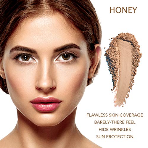 BellaTerra Cosmetics Mineral Powder Foundation ? Honey | Golden Medium Shade | Long-Lasting Matte Mineral Makeup for a Radiant, Even Complexion 9g