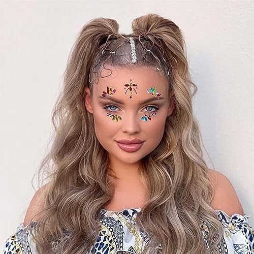 Face Gems 6 Sets Mermaid Face Jewels Self Adhesive Festival Gem Stickers Eyes Body Face Stickers Crystal Festival Accessory for Carnival, Party, Halloween