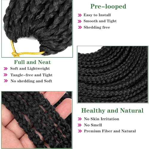 Crochet Box Braids 6 Packs 144 Strands 22 Inch Goddess Box Braids Crochet Hair Pre looped Crochet Hair Crochet Braids for Black Women Braiding Hair (1B)