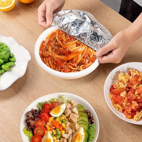 Reusable Aluminum Foil Food Covers - Heat-Resistant with Elastic Edge