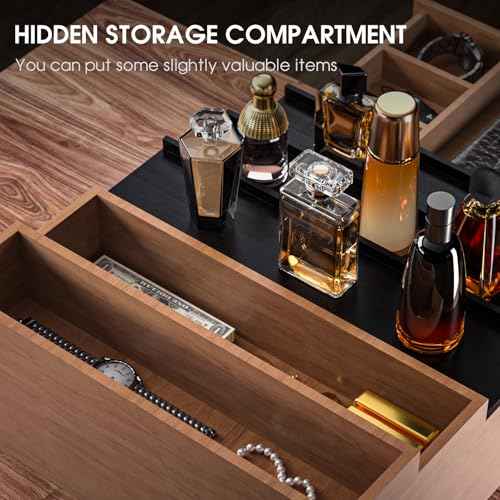 Sephyroth Cologne Organizer 5 Tier of Elegant Bamboo Perfume Organizer for Men with Hidden Storage and Practical Drawer, Perfect for Cologne Display & Gift (5T-WalnutBlack)