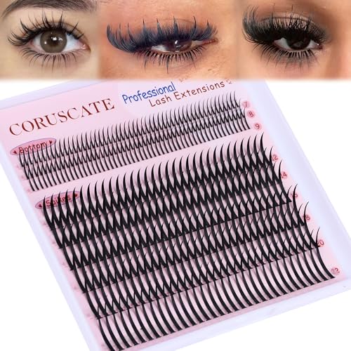 CORUSCATE Lash Spikes Clusters 12-22mm Ultra Long Eyelash Extensions