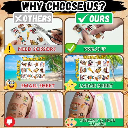 96 Pirate Temporary Tattoos - Party Favors & Classroom Rewards