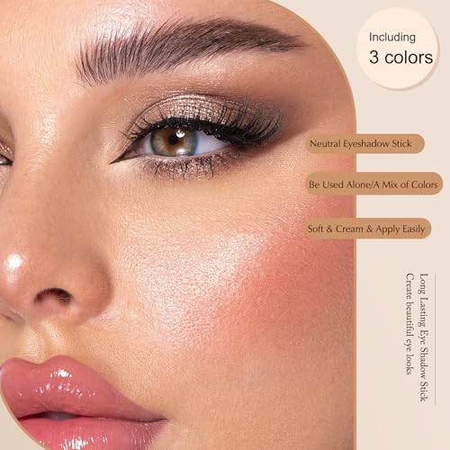 Cream Eyeshadow Sticks Set - 3 Piece Pigmented Matte & Shimmer