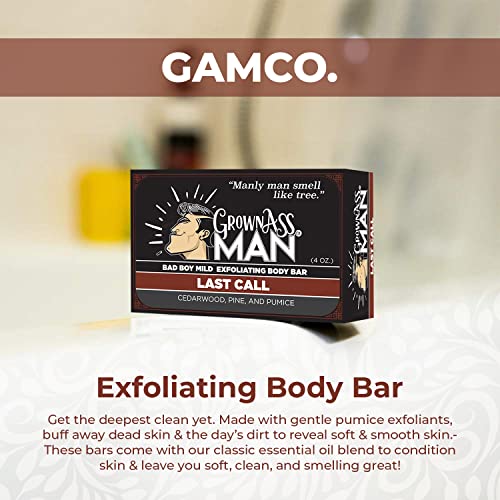 Grown Ass Man Co. Combo Packs - Solid Soap & Shampoo Bars Rich Lather with Natural Oils & Gentle Scrub for Men - Plastic Free & Eco-Friendly, Natural & Organic Deep Clean, 4oz Bars (Last Call 3-Pack)