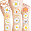 105 PCS Daisy Flower Temporary Tattoos Cute Birthday Party Decorations Favors Supplies Decor Groovy Spring Boho Yellow While Daisy Flower Hippie Stickers For Girls Gift School Prizes Rewards