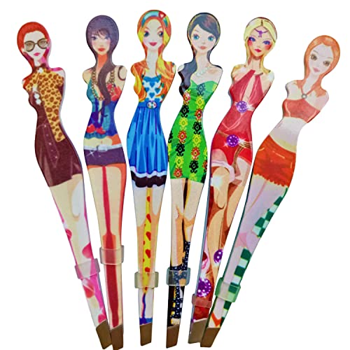 6Pcs Professional Girl Eyebrow Tweezer Stainless Steel Slanted Eyebrow Tweezers Eyebrows Hair Remover Tools Cosmetics Beauty (random color)¡¦