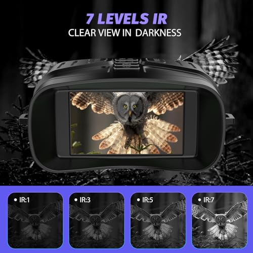 HEXEUM Night Vision Goggles - 4K Night Vision Binoculars for Adults, 3'' HD Screen Binoculars can Save Photo and Video with 32GB TF Card, Black, NV4000