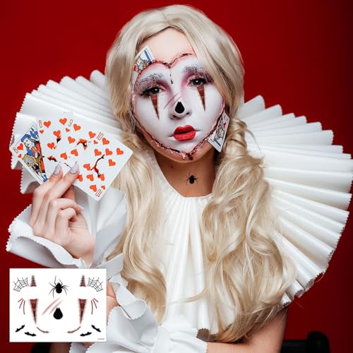 Halloween Face Eye Tattoo Stickers Scary Spider Clown Demon Ghost Vampire Spider Web Eye Shadow Temporary Stickers Fake Eyeliner Tattoos for Women Halloween Masquerade Carnival Party 8Pcs
