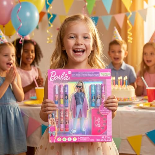 Barbie Lip Gloss Set with Acrylic Stand - 9 Plant-Based Glosses
