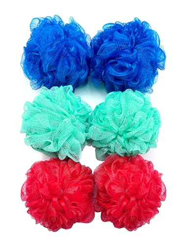 Exfoliating Mesh Bath Loofah Shower Sponge Set - 6 Pack, Multicolor