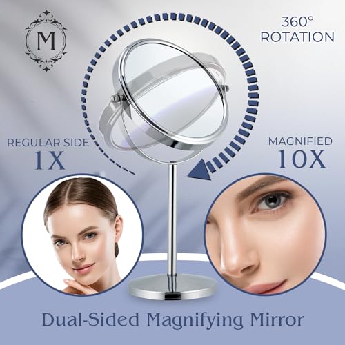 Mirrorvana 10X Magnifying Makeup Mirror - Chrome Tabletop Stand