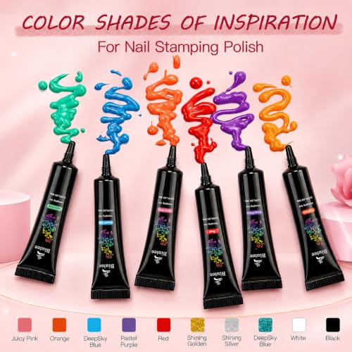 SEISSO Nail Stamping Polish Gel Set - 10 Vivid Colors, Long-Lasting, Easy to Use