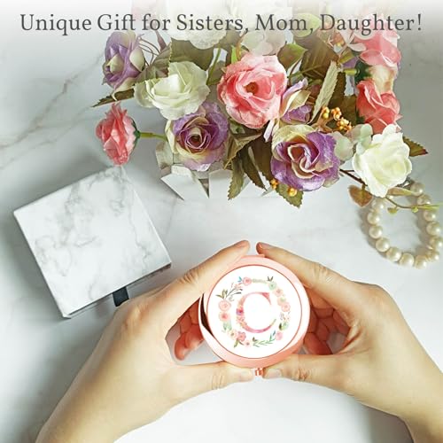 Personalized Initial Compact Mirror - Rose Gold Floral Monogram