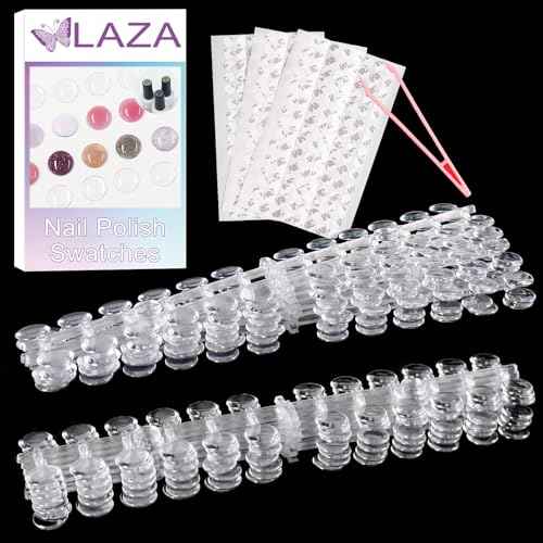 Laza 360pcs Nail Polish Swatch Dots with Adhesive Stickers Box-packed 12mm Clear Round Nail Display Tips Color Sample Tester for Gel Polish