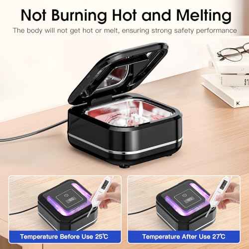 HAUSBELL Dental Pod: Ultrasonic Retainer Cleaner, Denture Cleaner Machine with 8 Cleaner Tablets, Aligner Cleaner, Nightguard Cleaner, Mouthguard Cleaner, Ultrasonic Cleaner with Noise-Reduction Lid