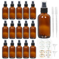 STARSIDE Amber Glass Spray Bottles 16-Pack 4oz with Fine Mist Sprayers & Dust Caps