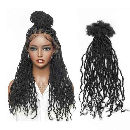 100% Human Hair Deep Wave Dreadlocks Extensions for Women/Men/Kids DIY on Clearance - 18inch Small Size 0.4cm Thin Locs - Natural Black - 30 Strands/Bundle