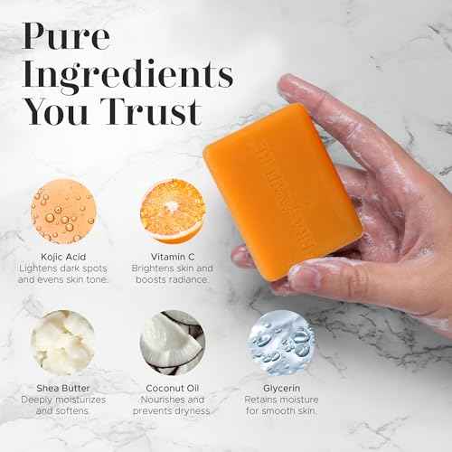 Era of Nature Turmeric Kojic Acid Soap with Vitamin C, Shea Butter & Essential Oils for Face and Body - 2 Pack - Helps Reduce the Look of Dark Spots ? Inner Thighs, Armpits, Bikini Area, Knees ? 200g