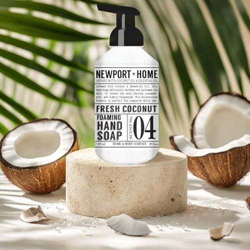 Newport Home Foaming Hand Soap 4 pack, 20oz bottles, Lemon Verbena and Fresh Coconut scents, from Home and Body Company