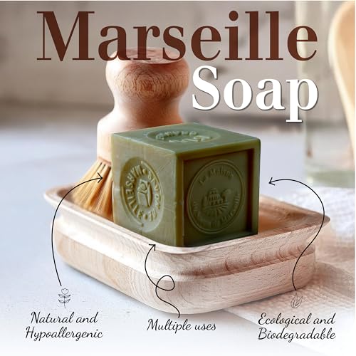 Authentic Savon de Marseille Soap ? French Milled Bar Soap with Saponified Olive Oil ? Fragrance-Free, 100% Natural Ingredients ? For Body, Face, Hands & Home ? Cleanser Made in France - 3x10.6 oz