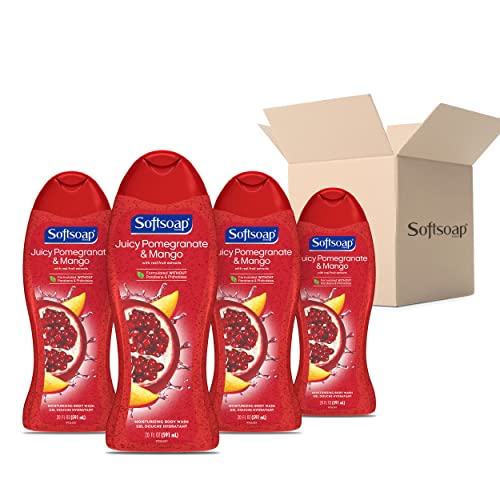 Softsoap Moisturizing Body Wash, Pomegranate and Mango - 20 Fl Oz (Pack of 4)