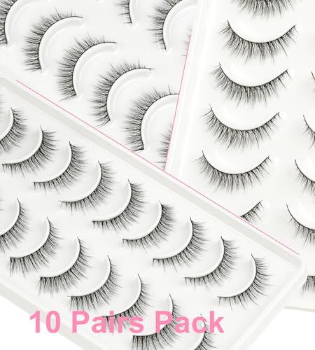 Natural False Eyelashes 10mm Wispy Lashes 10 Pairs