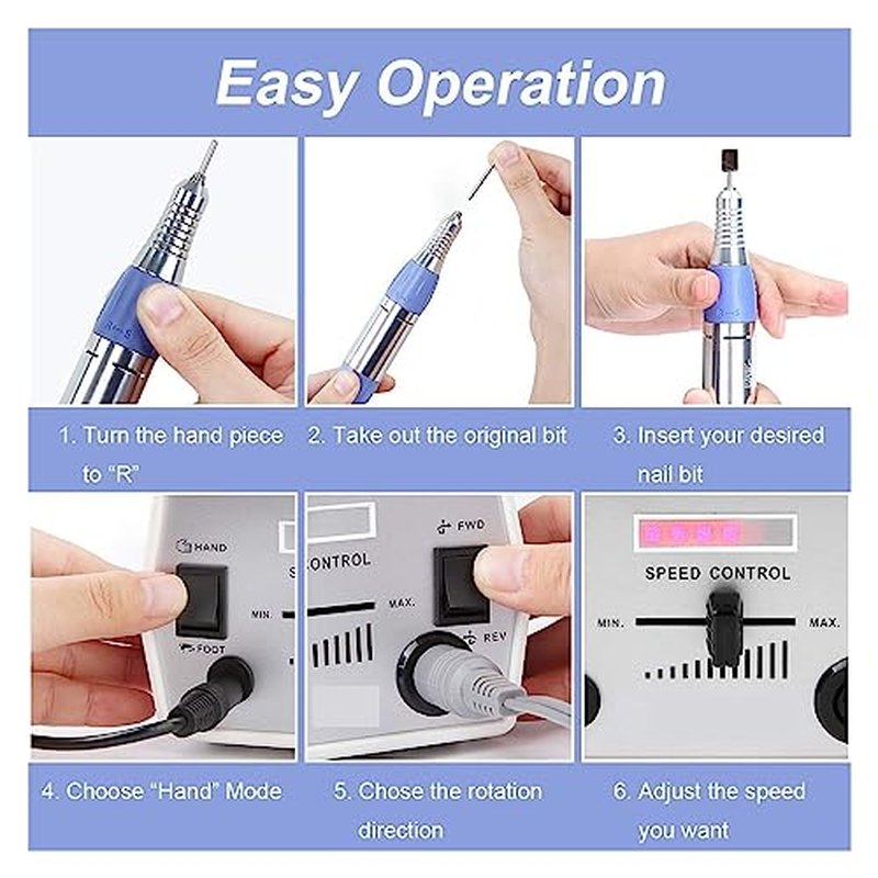 30000RPM Electric Nail Drill for Acrylics & Gel Polish