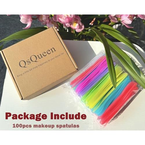 100 PCS Cosmetic Spatulas, 7 Colors ? Reusable Hygienic Makeup Scoop for Face Masks, Creams & Skincare, Flexible PP Tool for Mixing, Sampling, DIY, Salon & Travel 4.88'' x 1.06"