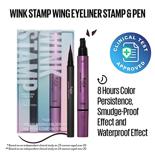 Kaja Beauty Bento Collection - Bouncy Eyeshadow Trio 13 Velvet Dream, 0.03 Oz + Winged Eyeliner & Pen - Wink Stamp Bundle