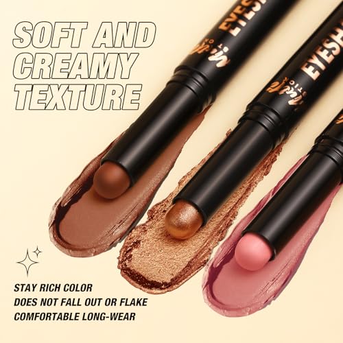 LANGMANNI 8-Color Dual-Ended Eyeshadow Stick Set with Blender Brush